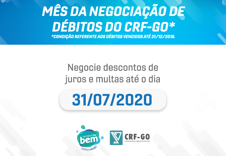 CRF-GO | Julho é o mês da negociação de débitos no CRF-GO