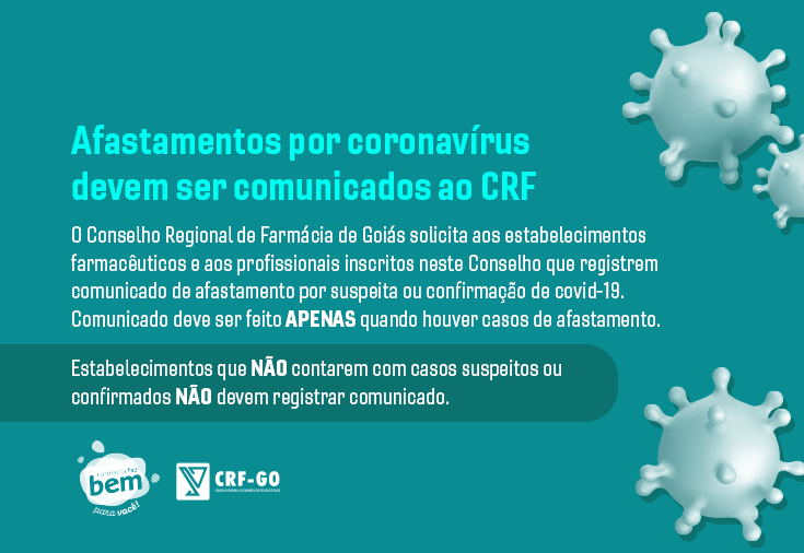 CRF-GO | Afastamentos por coronavírus devem ser informados ao CRF