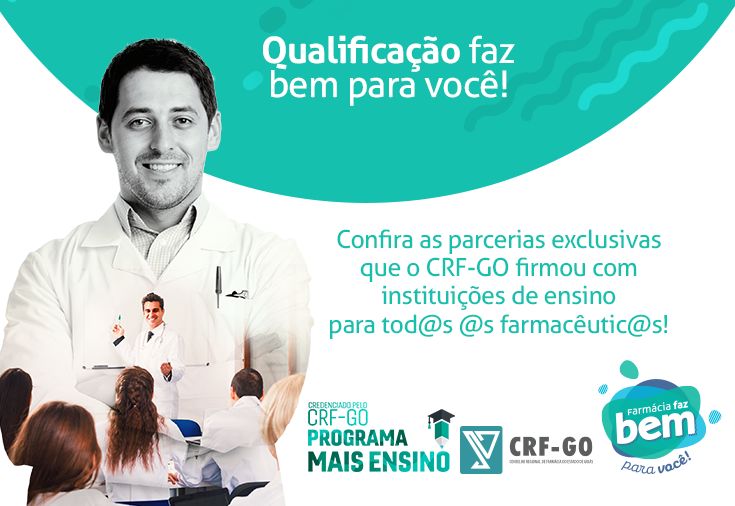 CRF-GO | Programa Mais Ensino concede descontos para farmacêuticos inscritos no CRF-GO