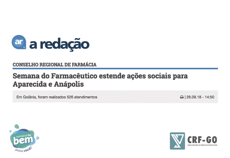 CRF-GO | A Redação noticia Semana do Farmacêutico em Aparecida e Anápolis