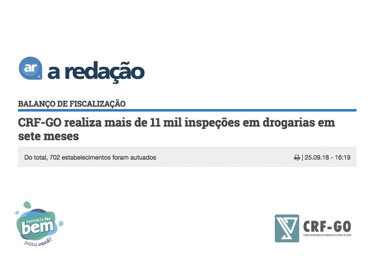 CRF-GO | Fiscalização do CRF-GO é notícia no A Redação