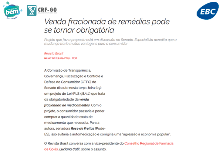 CRF-GO | Luciana Calil é entrevistada pela Rádio Nacional de Brasília sobre venda fracionada de medicamentos