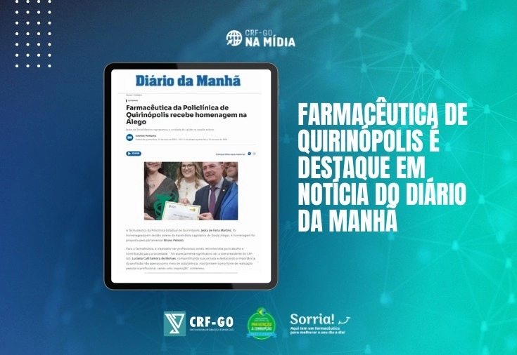 CRF-GO | Diário da Manhã publica notícia sobre homenagem à farmacêutica 