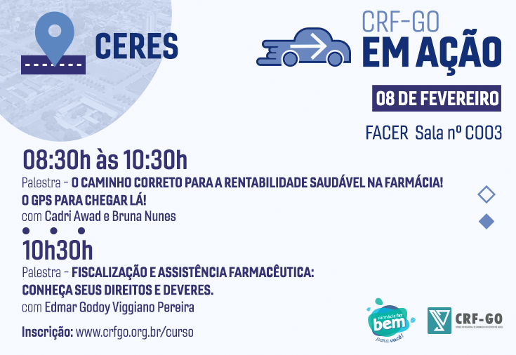 CRF-GO | CRF em Ação chega a Ceres com palestras voltadas à qualificação farmacêutica