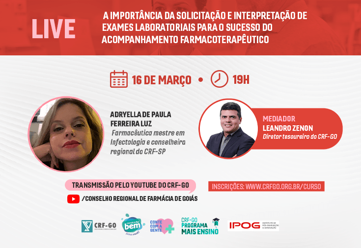 CRF-GO | Sucesso do acompanhamento farmacoterapêutico depende da qualidade de interpretação de exames laboratoriais