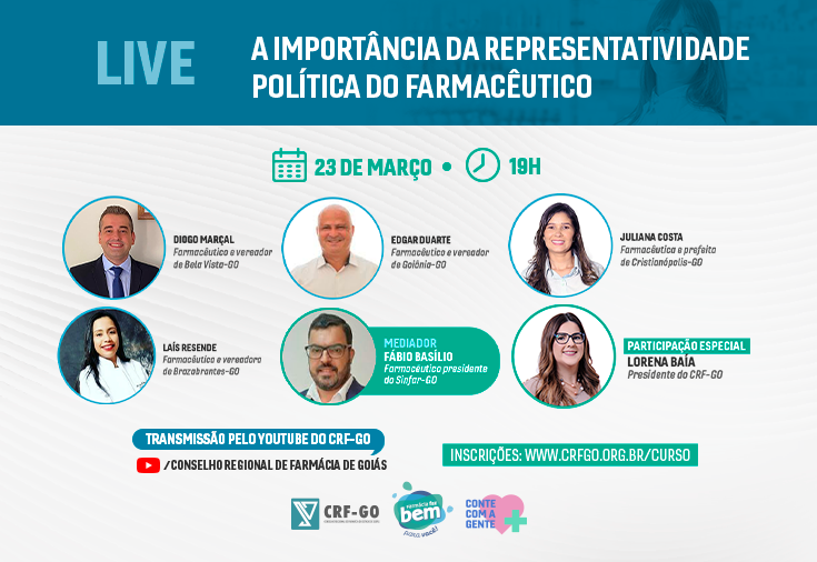 CRF-GO | A importância da representatividade política do farmacêutico é tema de live do CRF