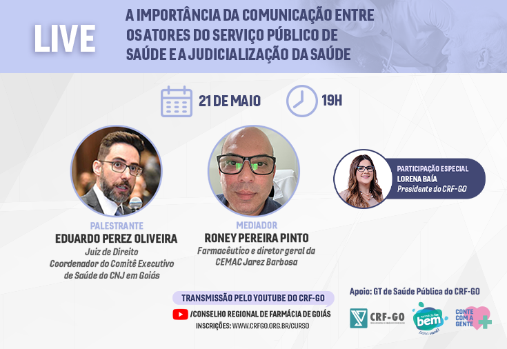 CRF-GO | CRF realiza evento sobre comunicação entre atores do serviço público de saúde e a judicialização da saúde