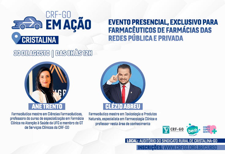 CRF-GO | Cristalina recebe palestras voltadas para farmacêuticos atuantes em farmácias das redes pública e privada 