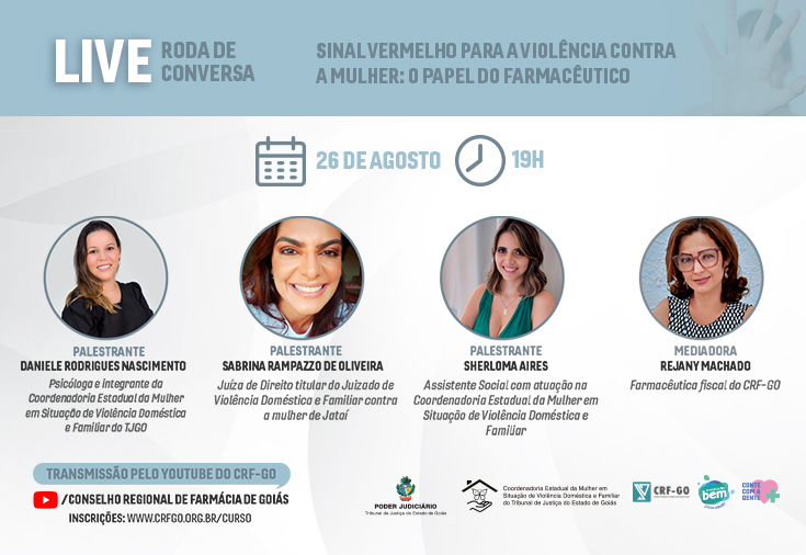 CRF-GO | Campanha 'Sinal Vermelho contra a violência doméstica' é tema de roda de conversa do CRF-GO