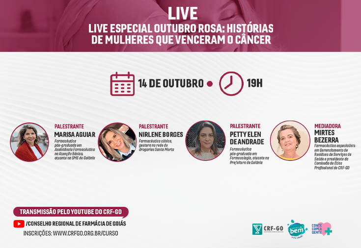 CRF-GO | Outubro Rosa: Mulheres contam como venceram o câncer em live do CRF