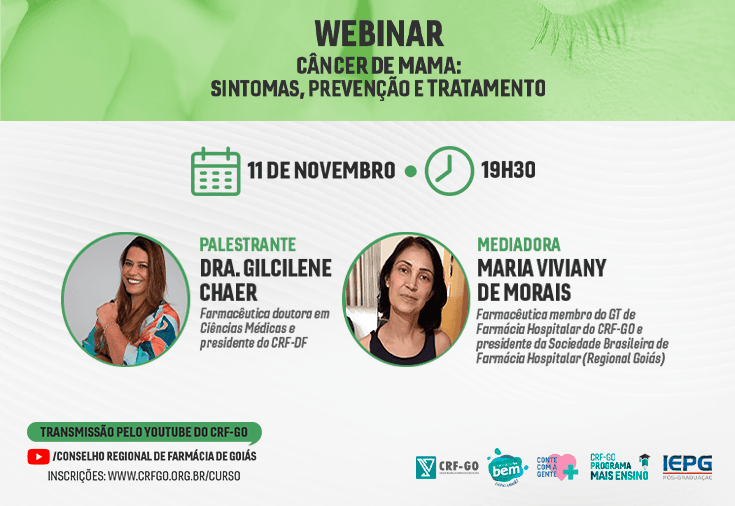 CRF-GO | Webinar aborda sintomas, prevenção e tratamento do câncer de mama