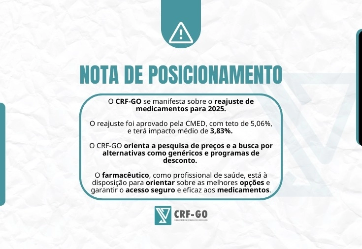 CRF-GO | NOTA DE POSICIONAMENTO - CRF-GO se manifesta sobre o reajuste dos medicamentos para 2025