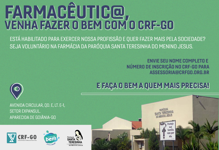 CRF-GO | Farmácia da Paróquia Santa Teresinha do Menino Jesus busca voluntários