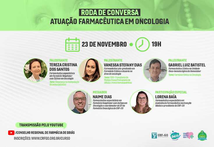 CRF-GO | Roda de conversa debate o farmacêutico na oncologia